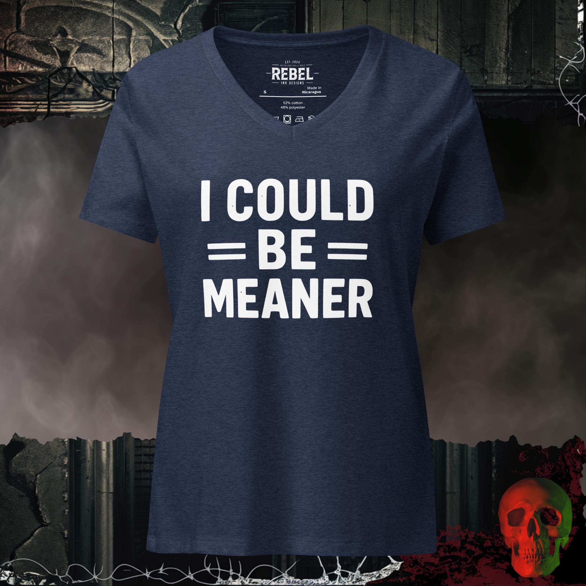 V-Neck Heather Navy / S I Could Be Meaner Relaxed V-Neck