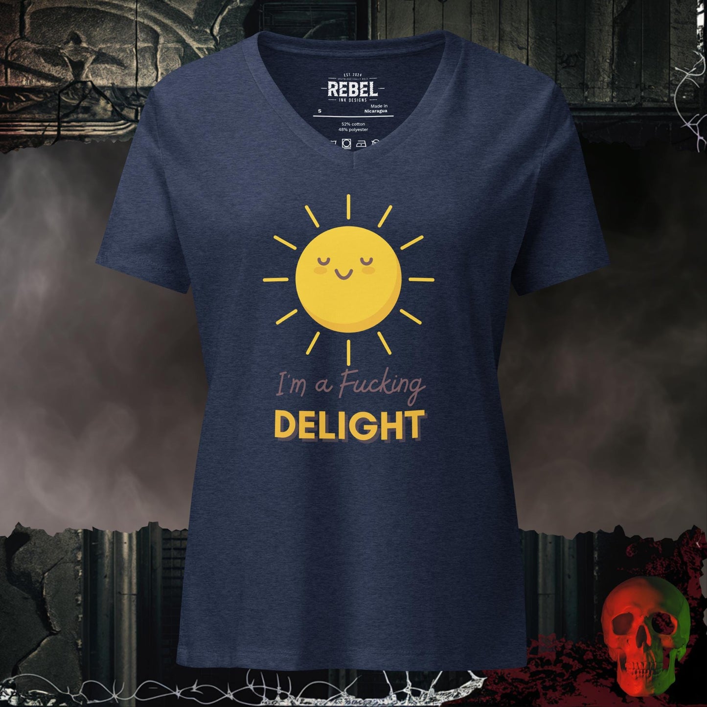 V-Neck Heather Navy / S I'm a Real Delight Relaxed V-Neck