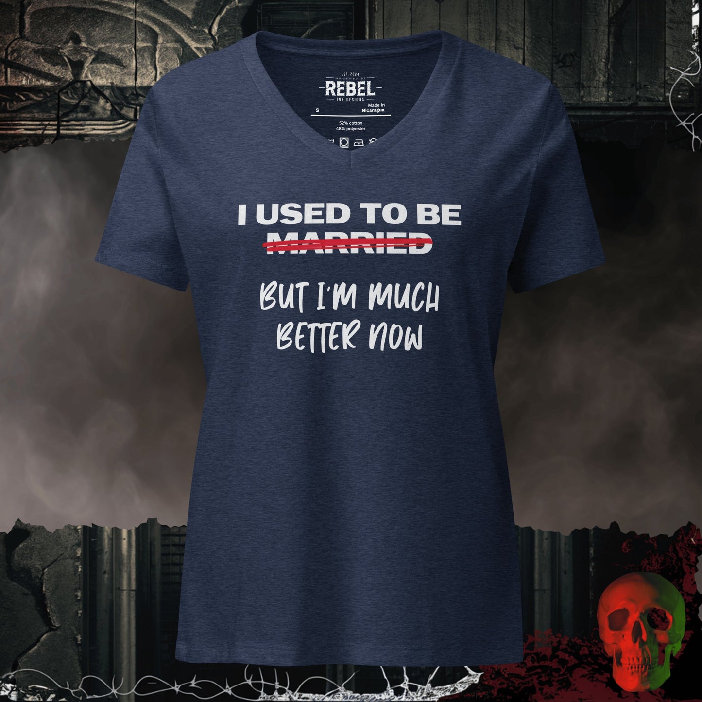 V-Neck Heather Navy / S I Used to be Married Relaxed V-Neck
