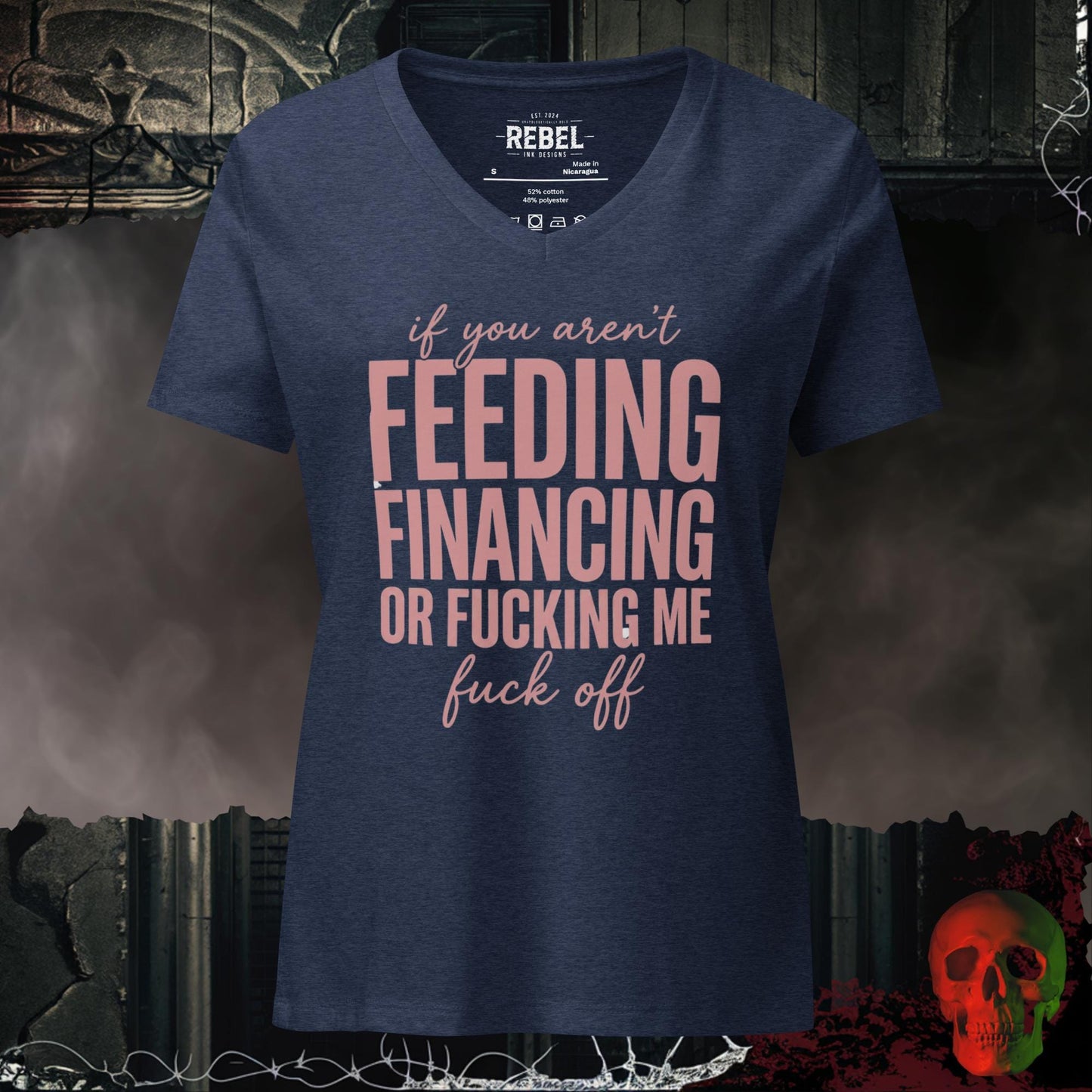V-Neck Heather Navy / S If You Aren't Feeding Financing or F*cking Me Women's V-Neck