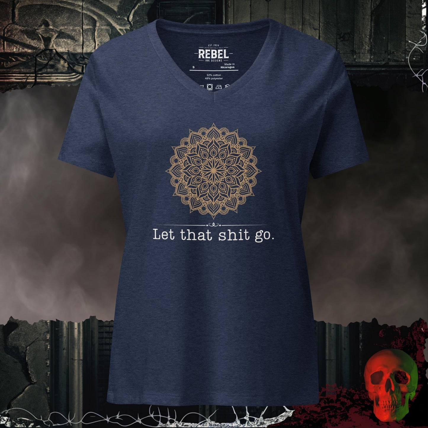 V-Neck Heather Navy / S Let That Sh!t Go Relaxed V-Neck