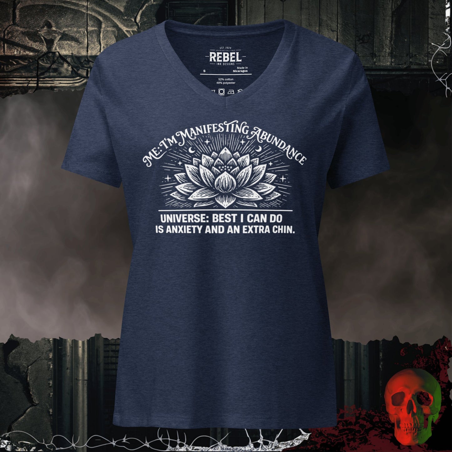 V-Neck Heather Navy / S Manifesting Abundance Relaxed V-Neck