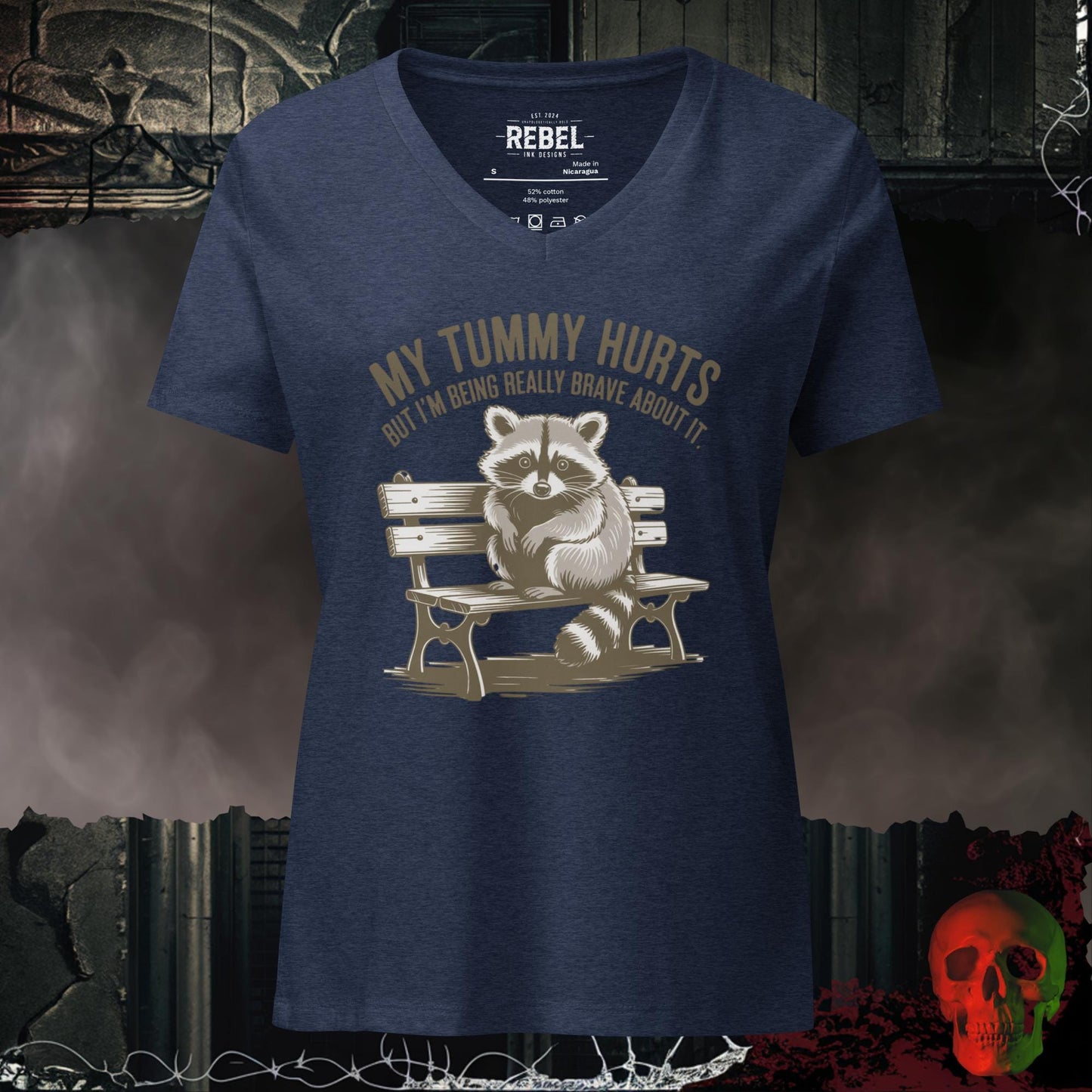 V-Neck Heather Navy / S My Tummy Hurts Relaxed V-Neck