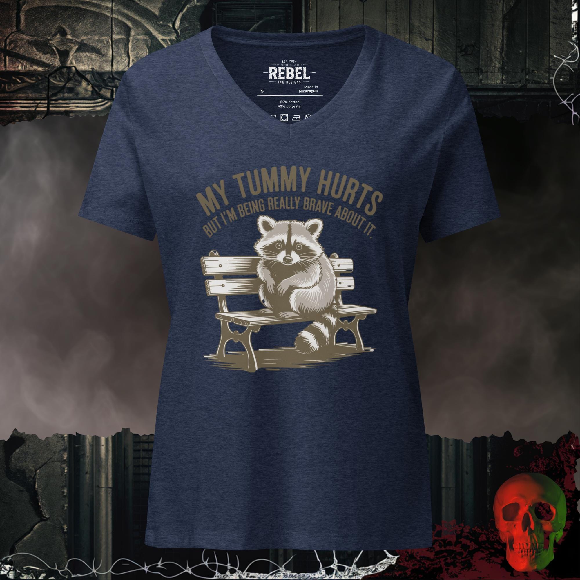 V-Neck Heather Navy / S My Tummy Hurts Relaxed V-Neck