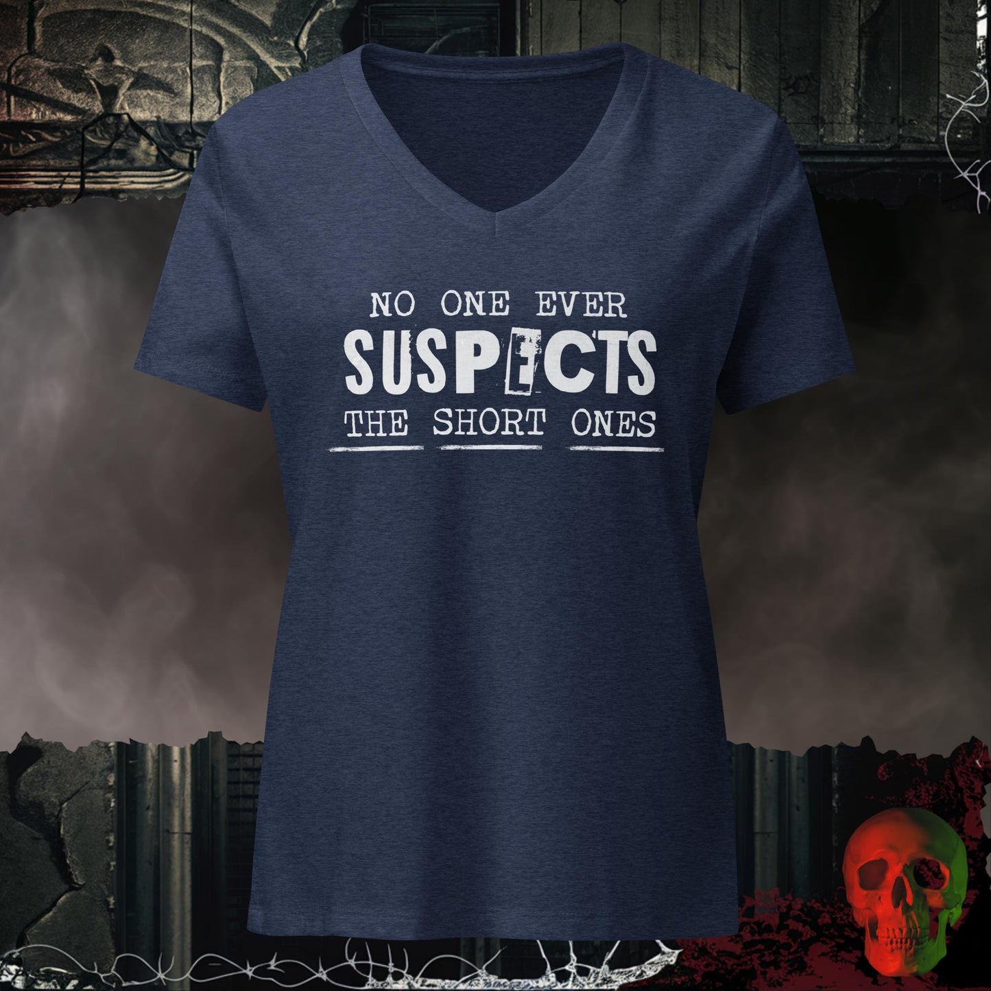V-Neck Heather Navy / S No One Suspects Women's Relaxed V-Neck