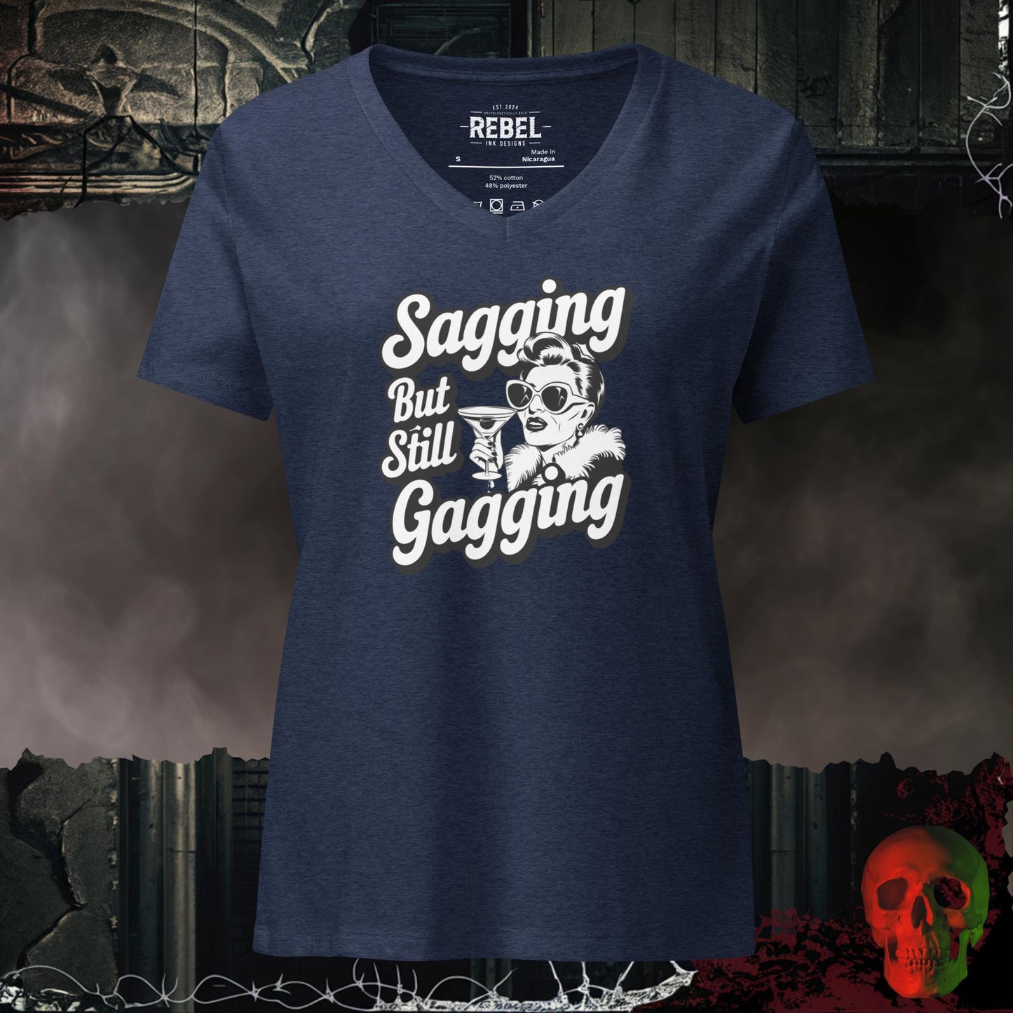 V-Neck Heather Navy / S Sagging But Still Gagging Relaxed V-Neck