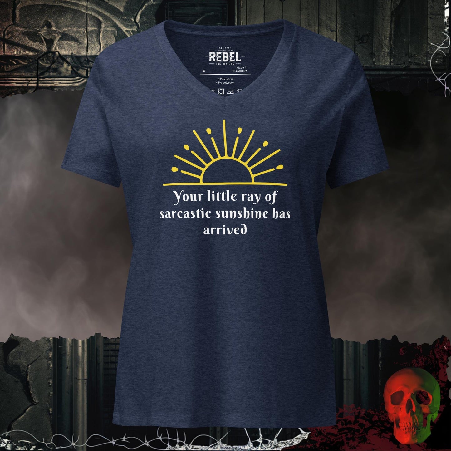 V-Neck Heather Navy / S Sarcastic Sunshine Relaxed V-Neck