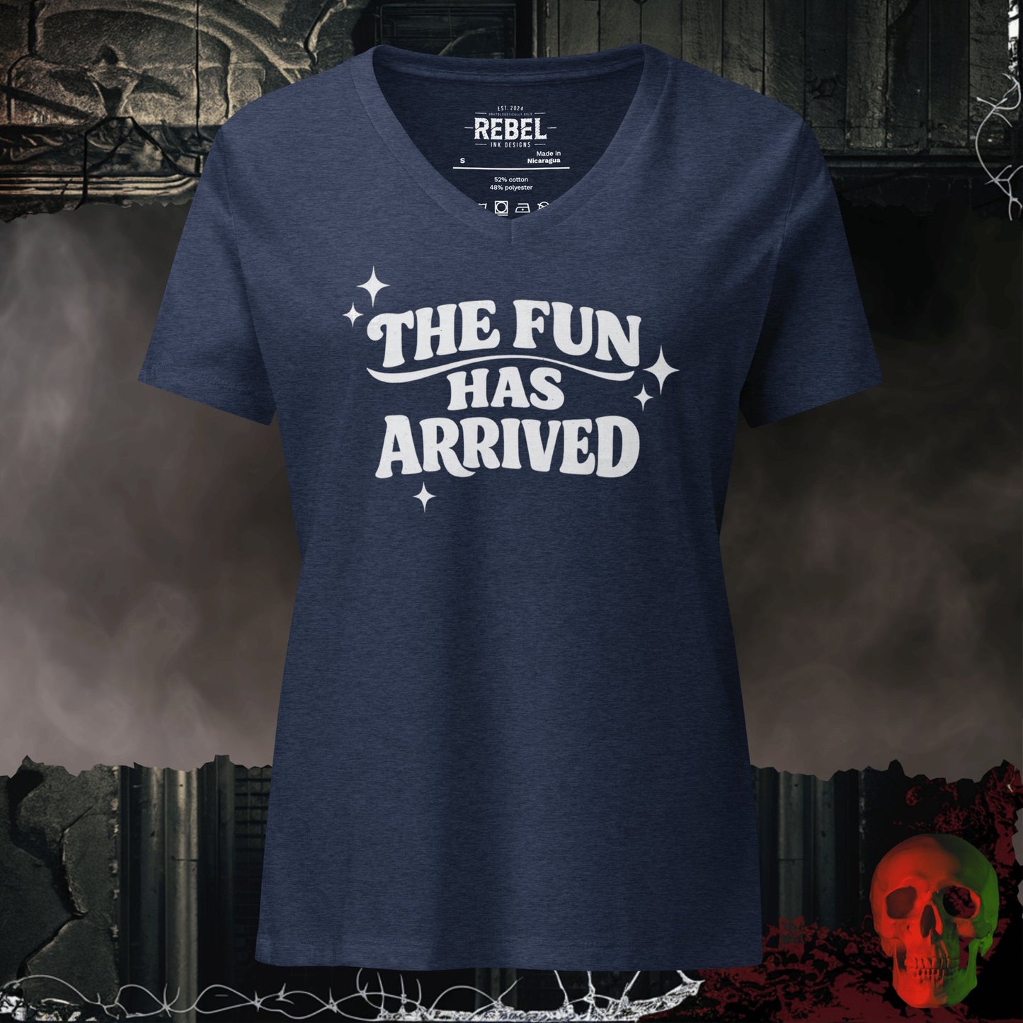 V-Neck Heather Navy / S The Fun Has Arrived Relaxed V-Neck