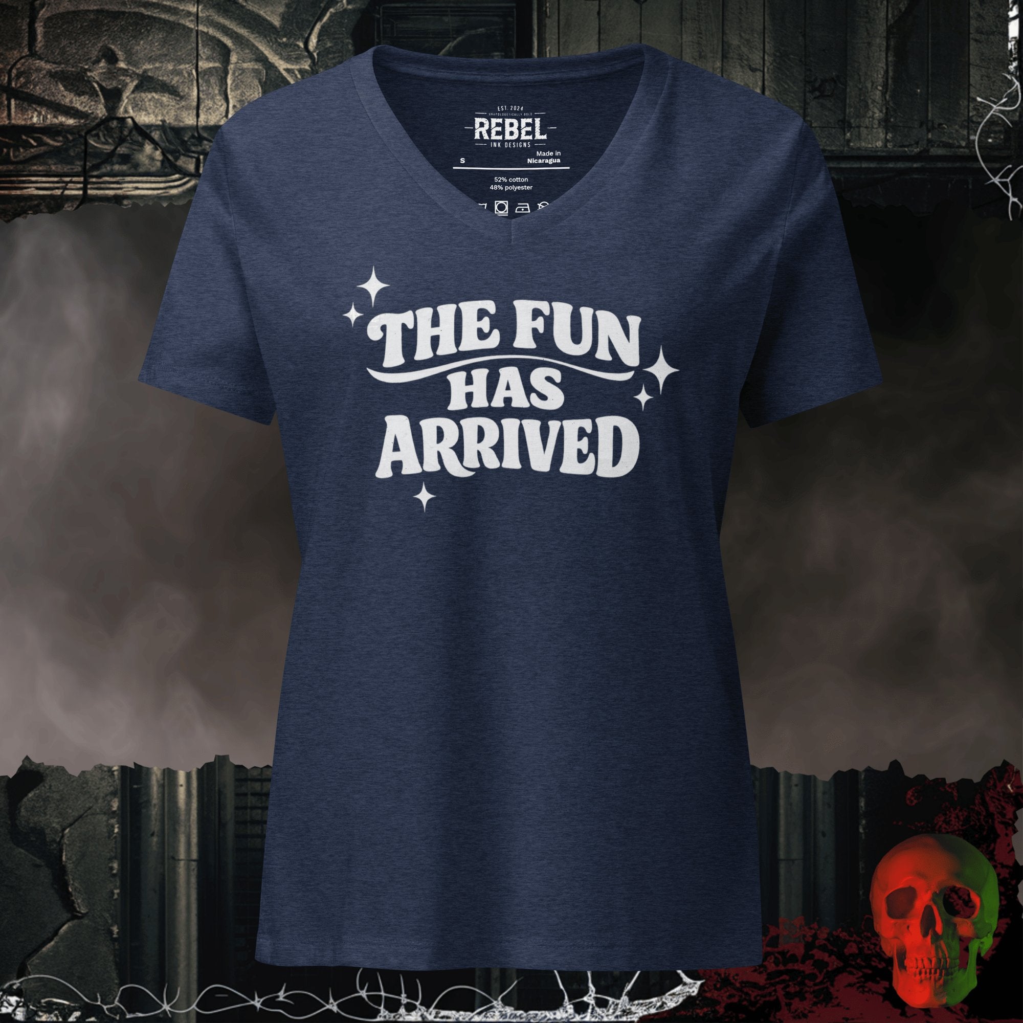 V-Neck Heather Navy / S The Fun Has Arrived Relaxed V-Neck