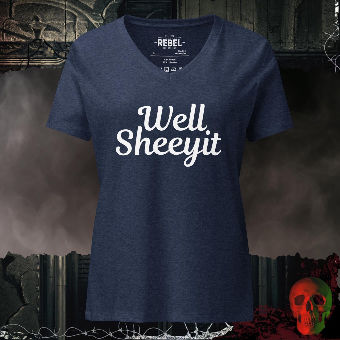 V-Neck Heather Navy / S Well Sheeyit Relaxed V-Neck