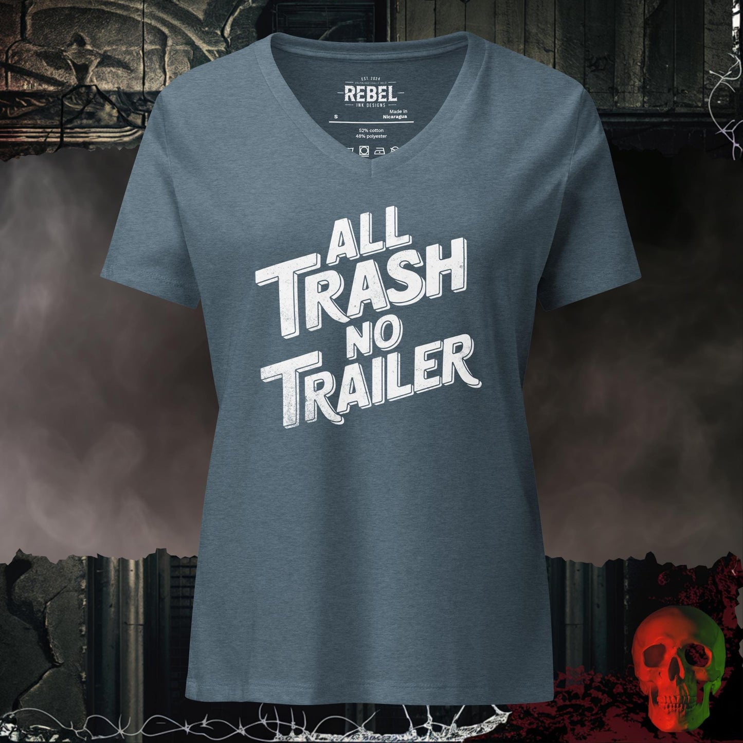 V-Neck Heather Slate / S All Trash No Trailer Relaxed V-Neck