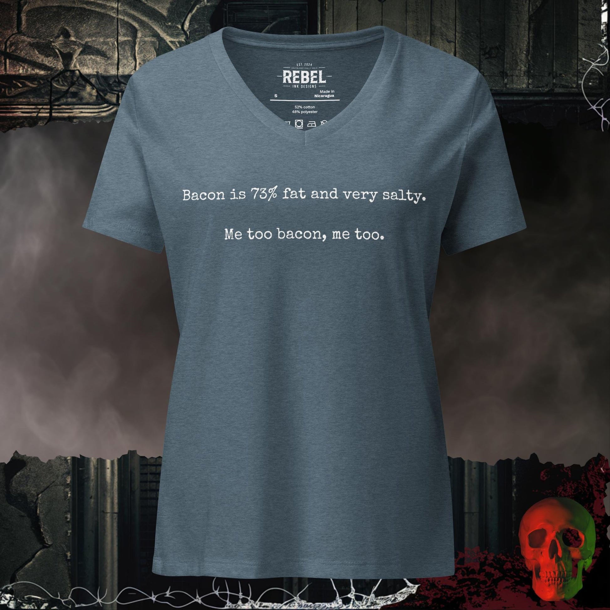 V-Neck Heather Slate / S Bacon and Me Relaxed V-Neck
