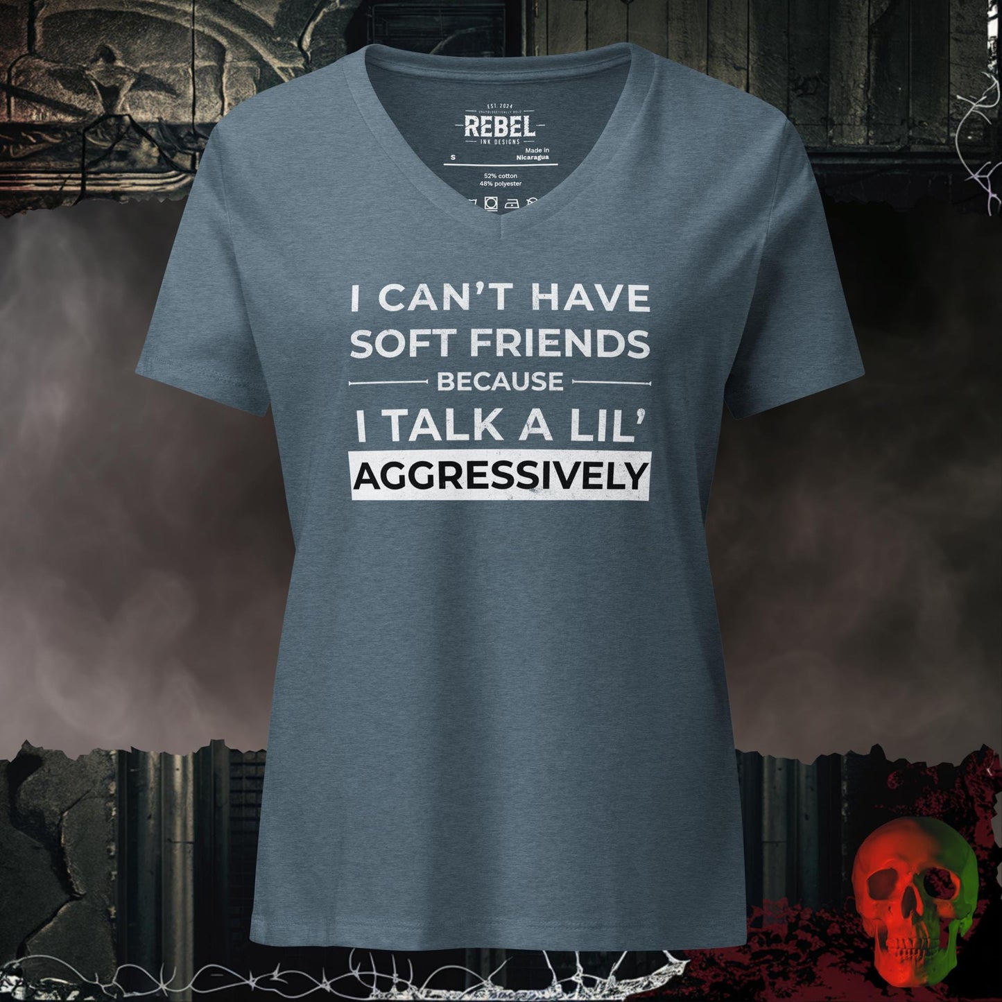 V-Neck Heather Slate / S Can't Have Soft Friends Relaxed V-Neck