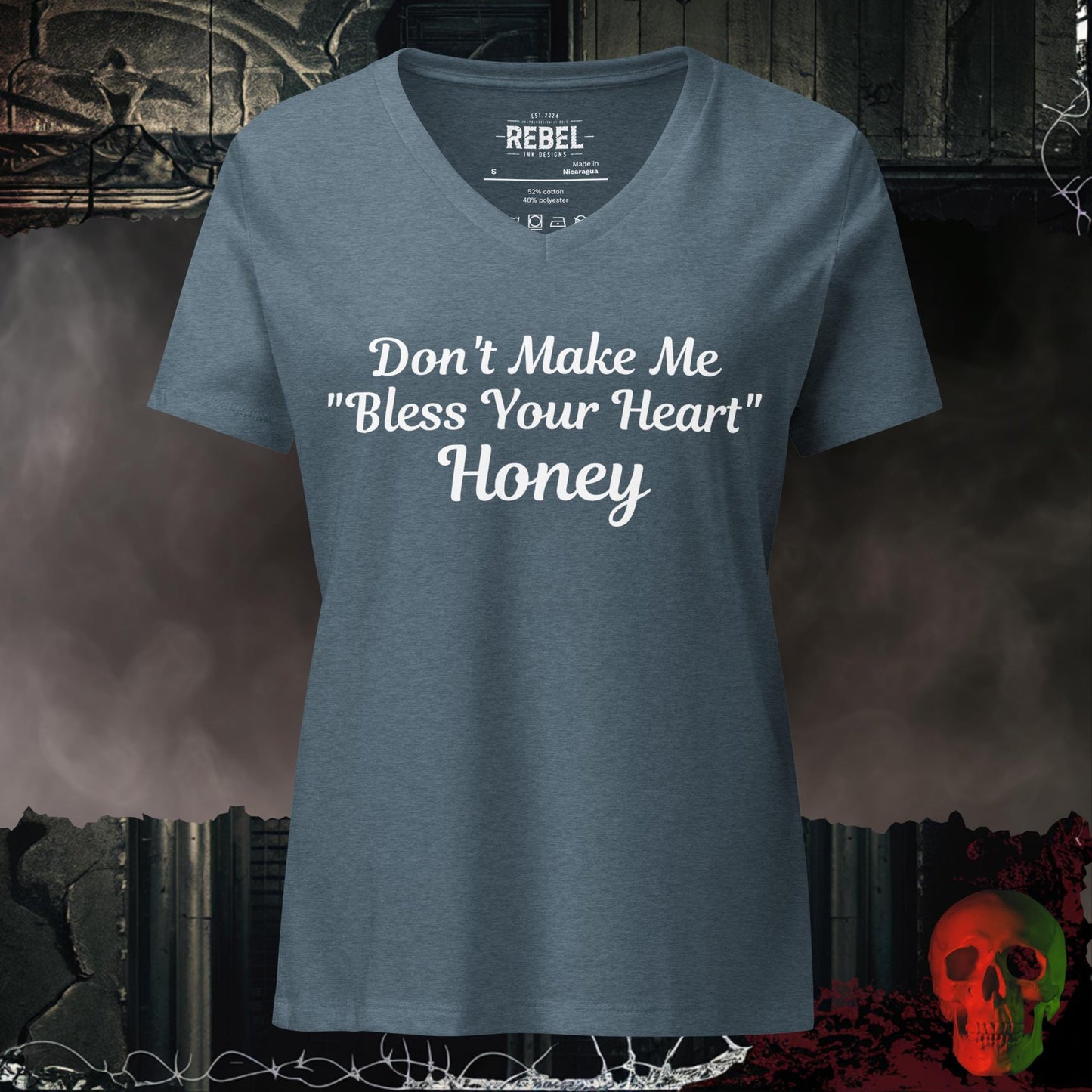 V-Neck Heather Slate / S Don't Make Me Bless Your Heart Relaxed V-Neck