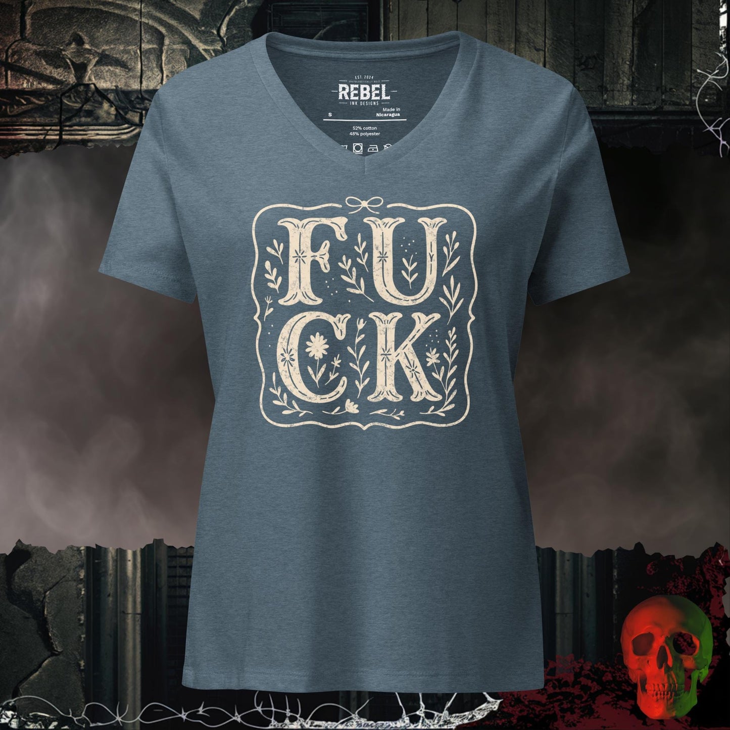 V-Neck Heather Slate / S F**k Relaxed V-Neck