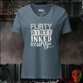 V-Neck Heather Slate / S Flirty, Dirty, Inked & Curvy Women's V-Neck Tee | Rebel Ink Designs