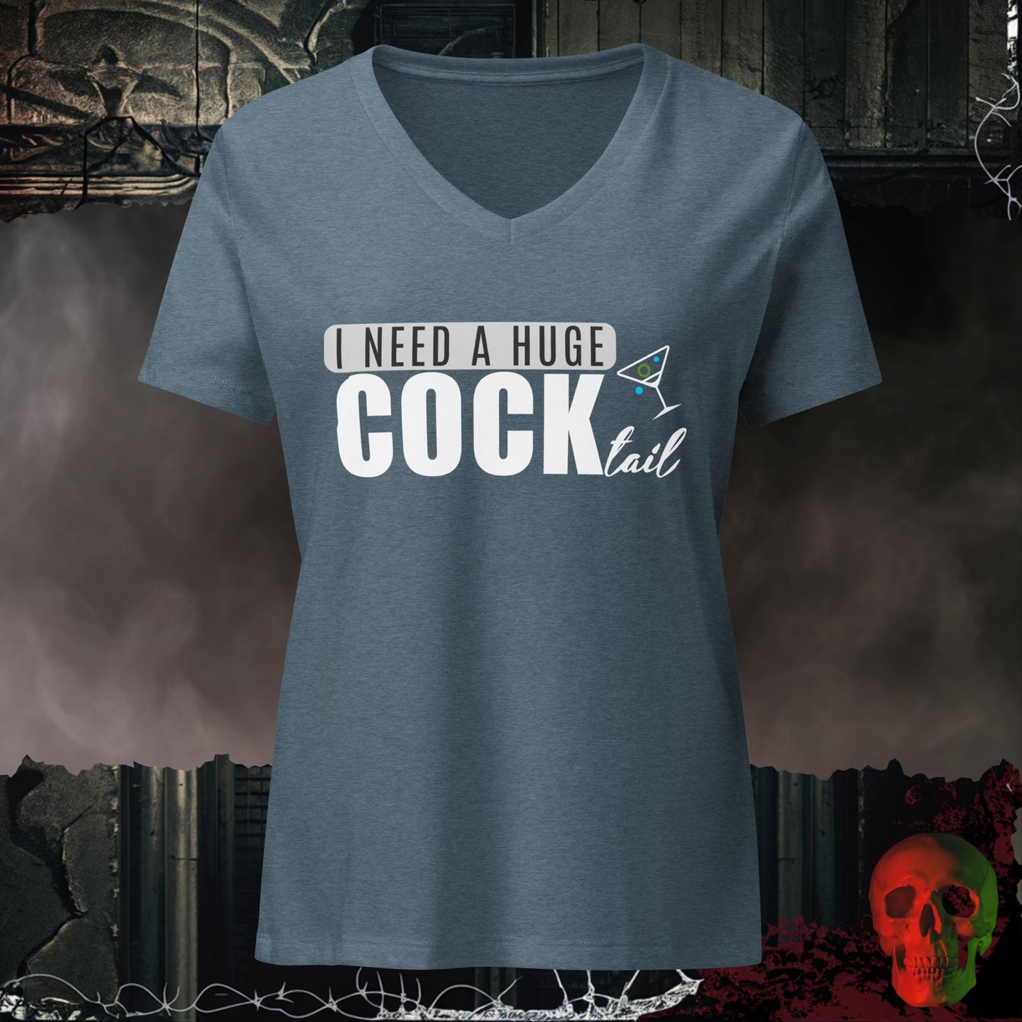 V-Neck Heather Slate / S Huge COCK-tail Relaxed V-Neck