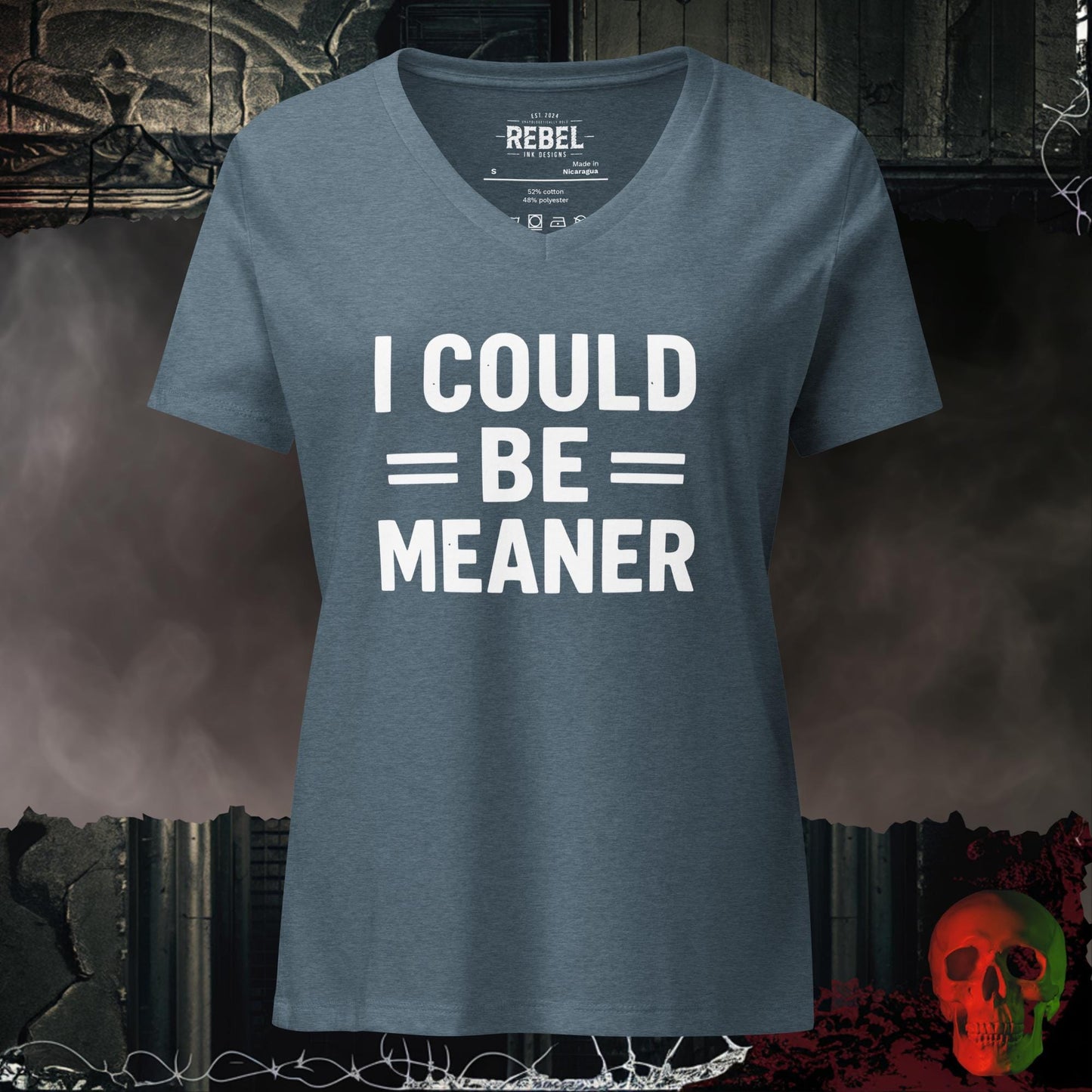 V-Neck Heather Slate / S I Could Be Meaner Relaxed V-Neck