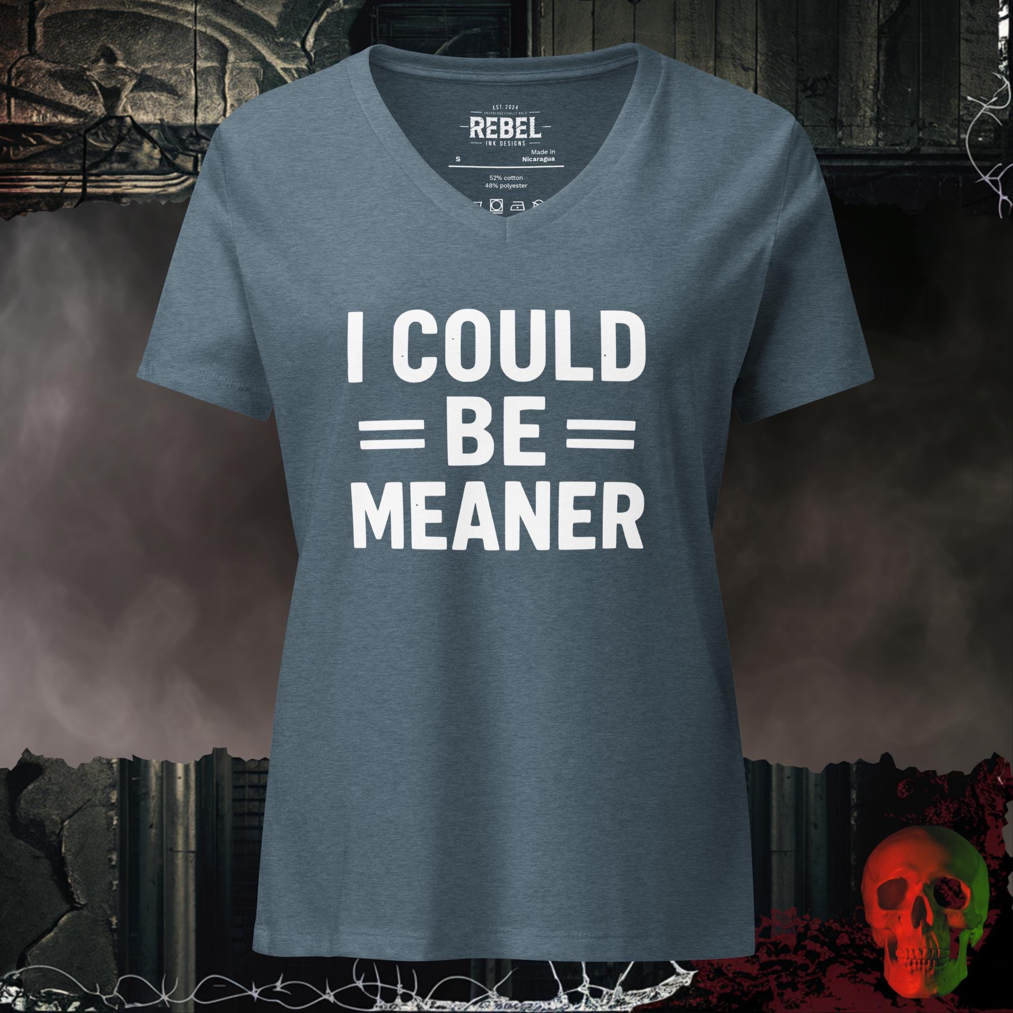 V-Neck Heather Slate / S I Could Be Meaner Relaxed V-Neck