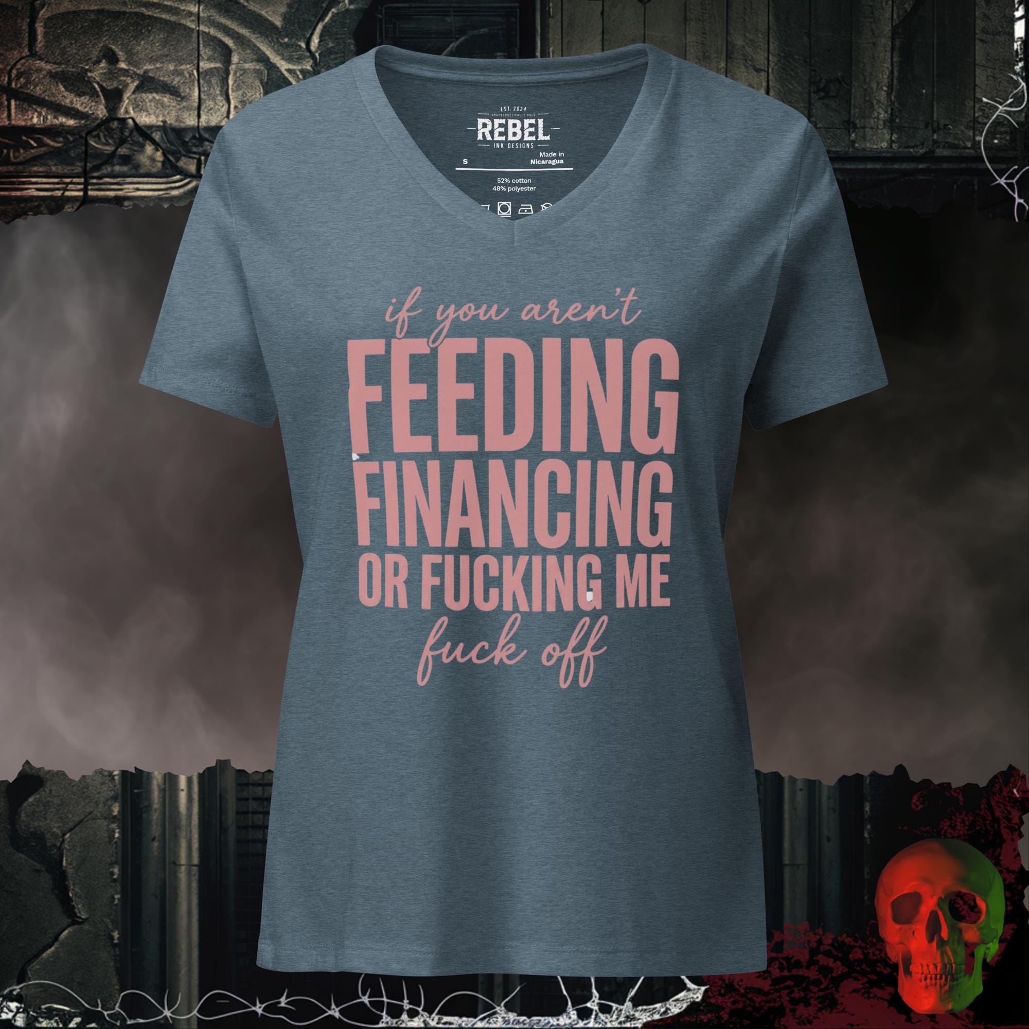V-Neck Heather Slate / S If You Aren't Feeding Financing or F*cking Me Women's V-Neck