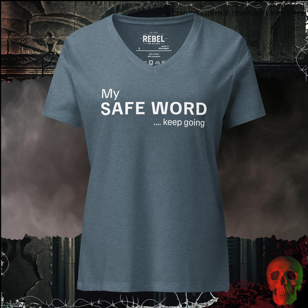 V-Neck Heather Slate / S My Safe Word Women's V-Neck Tee | Rebel Ink Designs