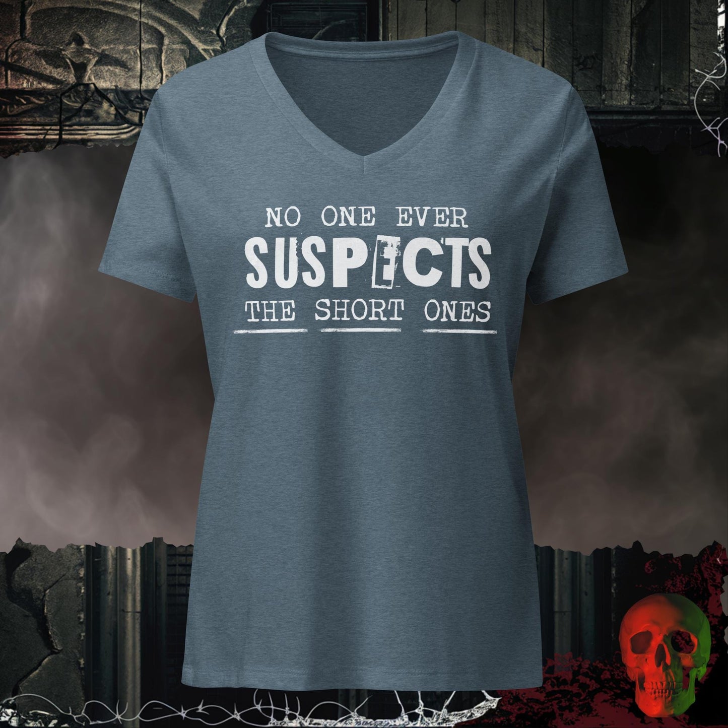 V-Neck Heather Slate / S No One Suspects Women's Relaxed V-Neck