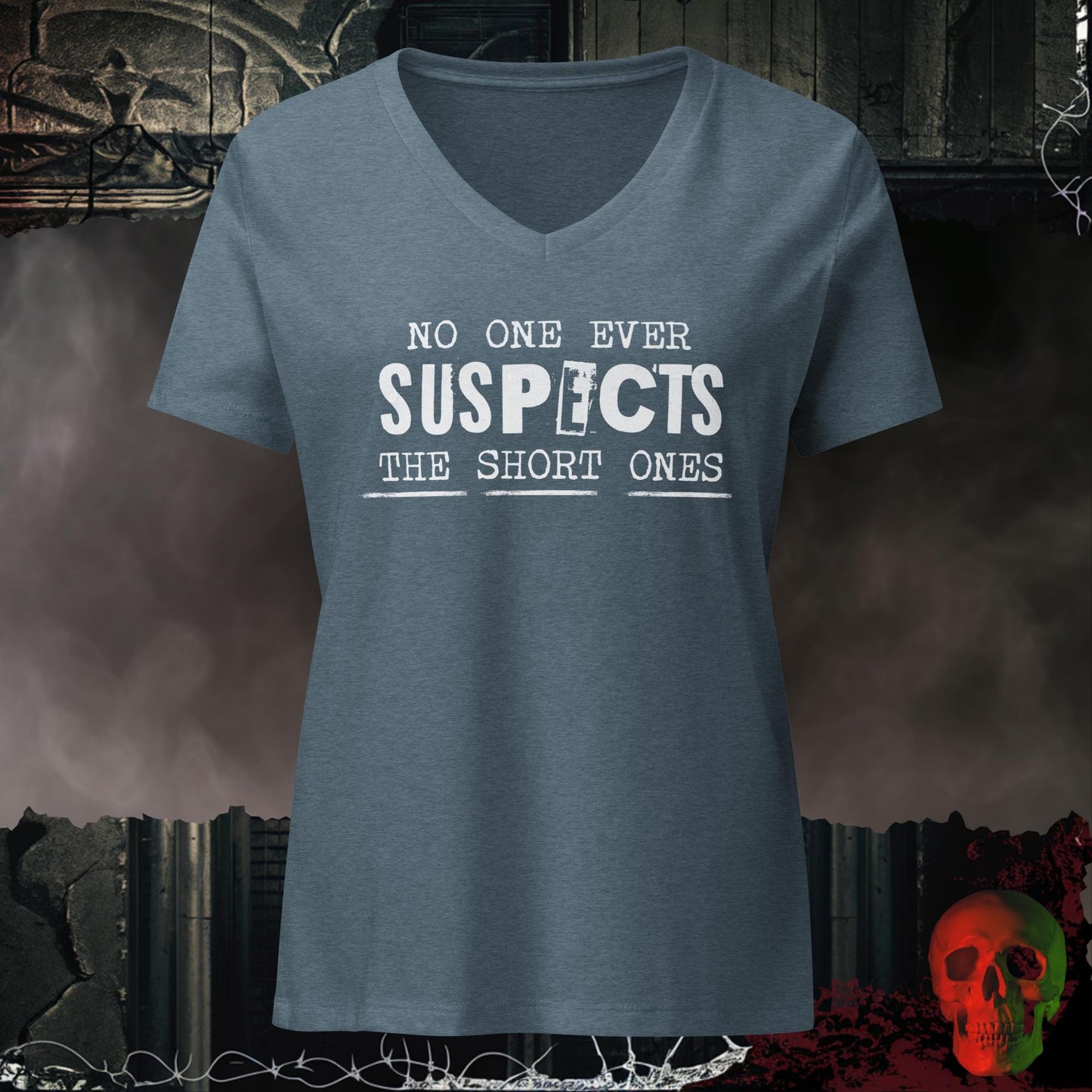 V-Neck Heather Slate / S No One Suspects Women's Relaxed V-Neck