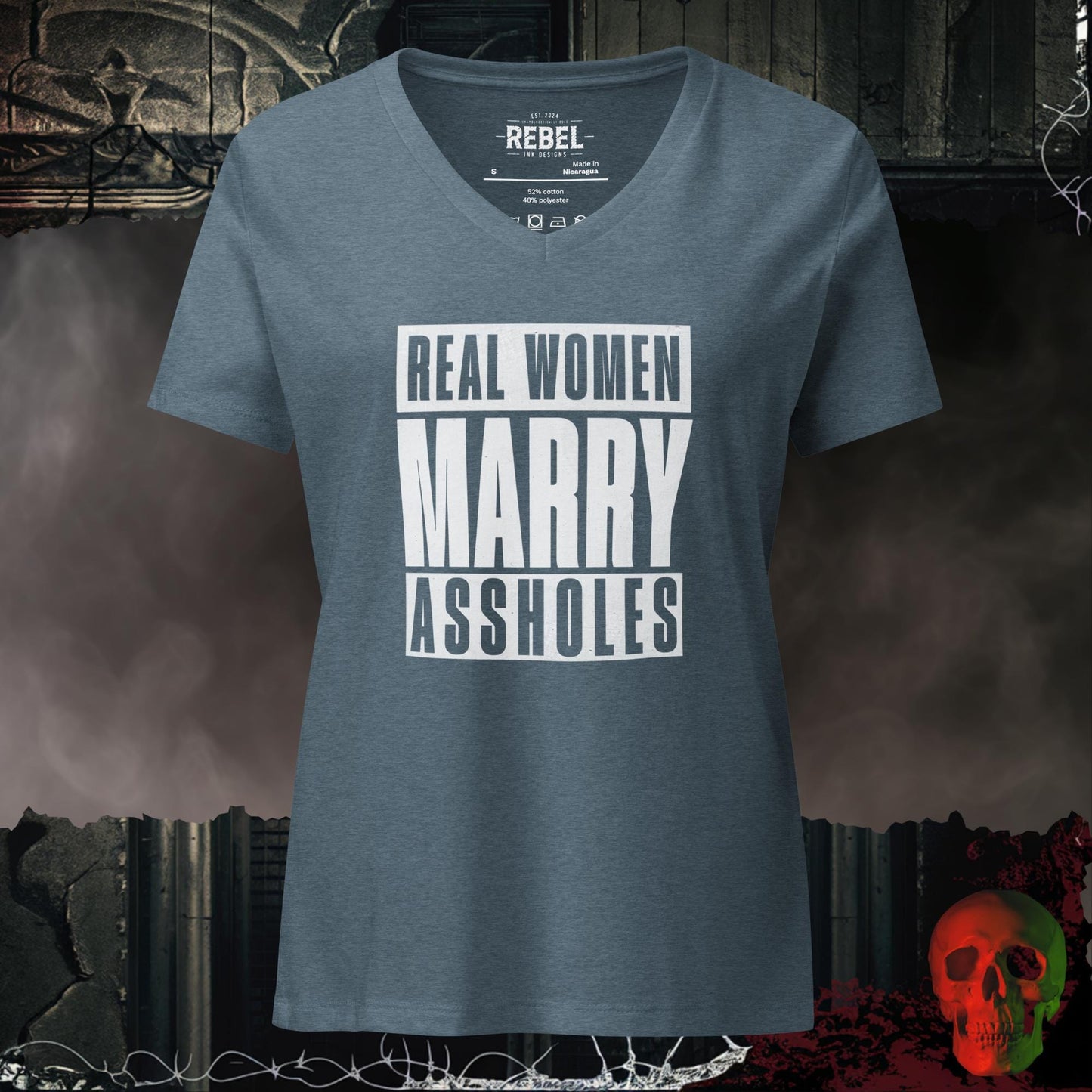 V-Neck Heather Slate / S Real Women Marry Assholes Relaxed V-Neck