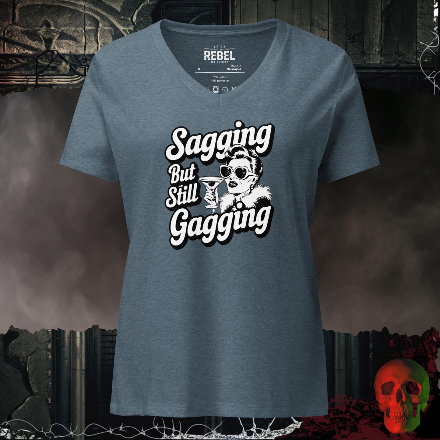V-Neck Heather Slate / S Sagging But Still Gagging Relaxed V-Neck
