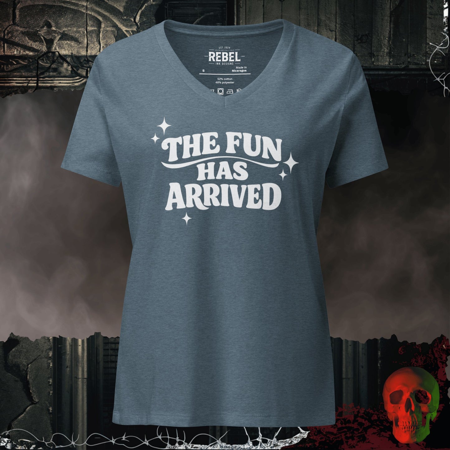 V-Neck Heather Slate / S The Fun Has Arrived Relaxed V-Neck