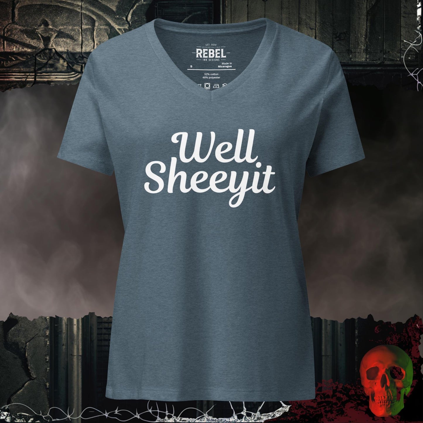 V-Neck Heather Slate / S Well Sheeyit Relaxed V-Neck