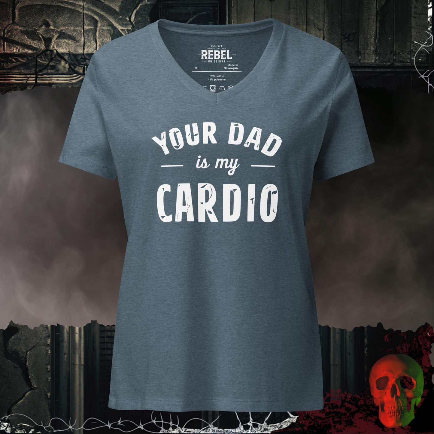 V-Neck Heather Slate / S Your Dad Is My Cardio Relaxed V-Neck