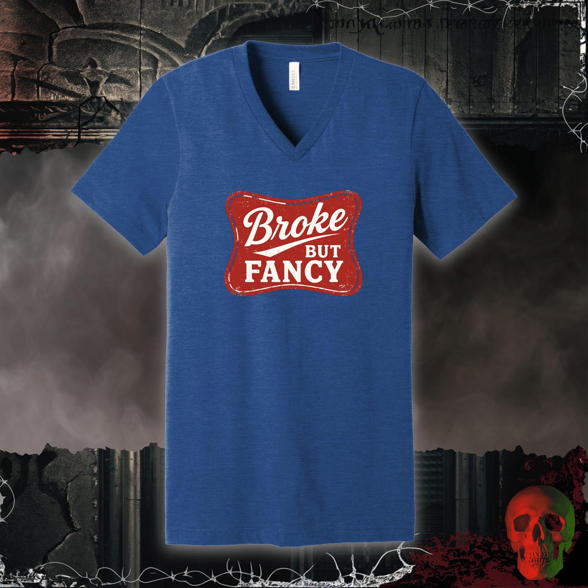 V-neck Heather True Royal / S Broke but Fancy V-Neck Tee