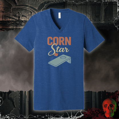 V-neck Heather True Royal / S Corn Star V-Neck Tee