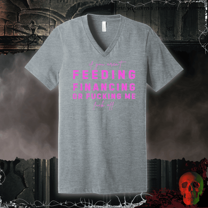 V-neck S / Athletic Heather Feed, Fund, F*ck V-Neck Tee