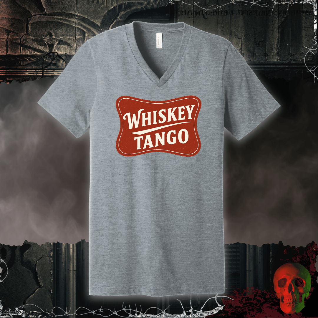 V-neck S / Athletic Heather Whiskey Tango V-Neck Tee