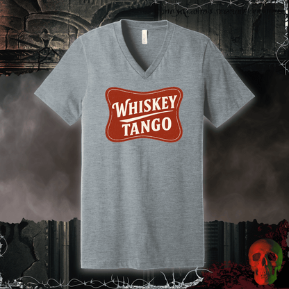V-neck S / Athletic Heather Whiskey Tango V-Neck Tee