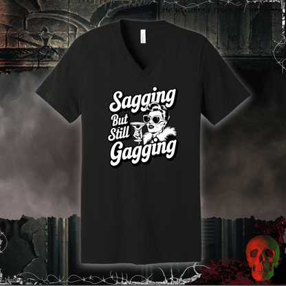 V-neck S / Black Sagging and Gagging V-Neck Tee