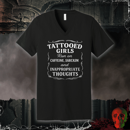 V-neck S / Black Tattooed Girls V-Neck Tee
