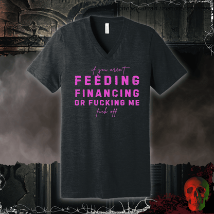 V-neck S / Dark Grey Heather Feed, Fund, F*ck V-Neck Tee