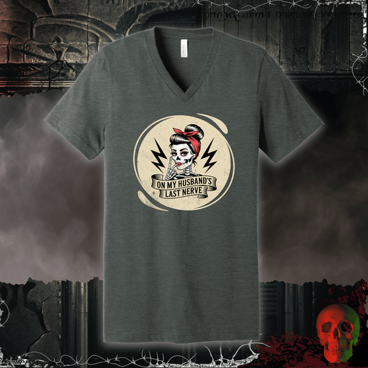V-neck S / Dark Grey Heather His Last Nerve V-Neck Tee