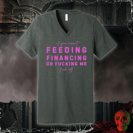 V-neck S / Deep Heather Feed, Fund, F*ck V-Neck Tee