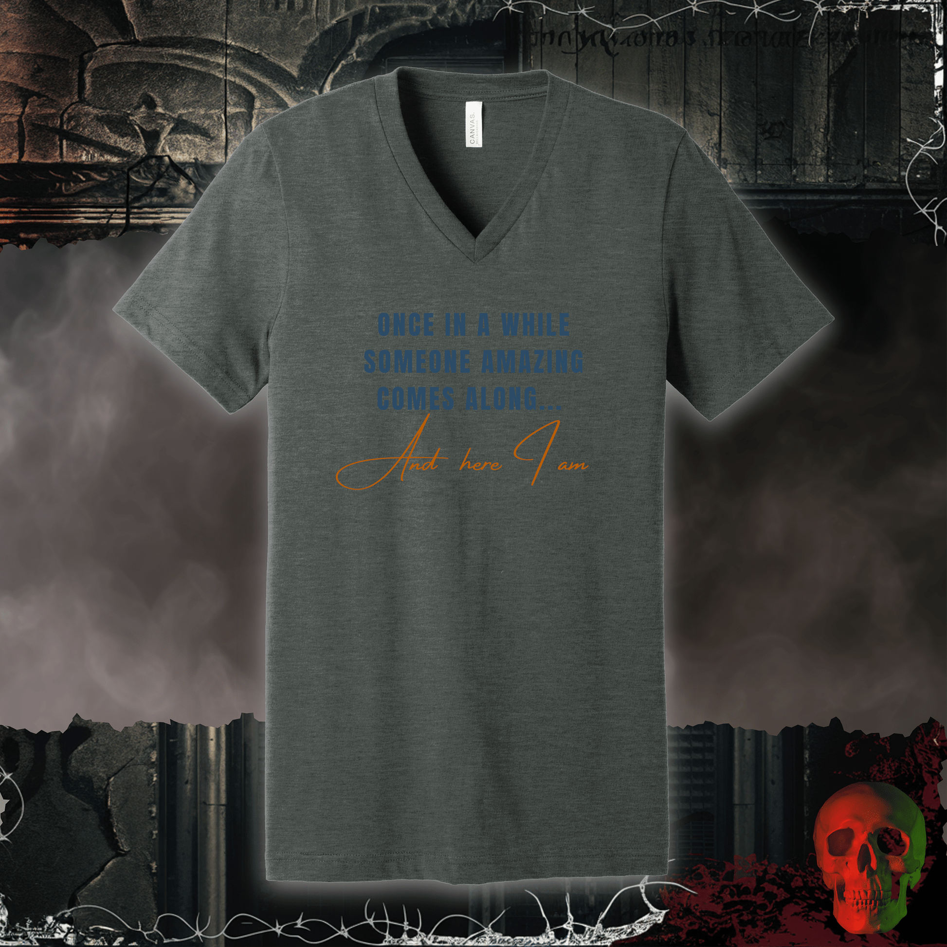 V-neck S / Deep Heather Once in a While... Here I am V-Neck Tee