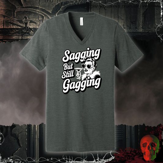 V-neck S / Deep Heather Sagging and Gagging V-Neck Tee