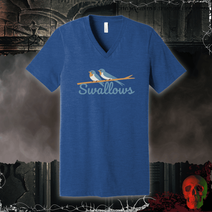 V-neck S / Heather True Royal Swallow Squad V-Neck Tee