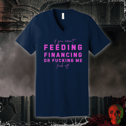 V-neck S / Navy Feed, Fund, F*ck V-Neck Tee