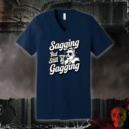 V-neck S / Navy Sagging and Gagging V-Neck Tee