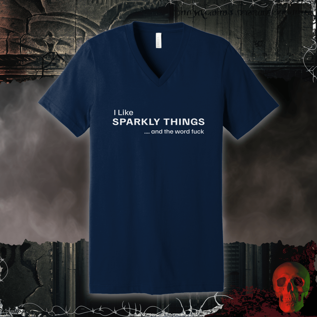 V-neck S / Navy Sparkly Things V-Neck Tee