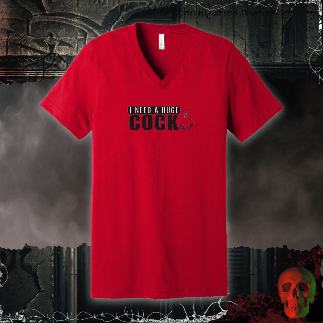 V-neck S / Red Huge Cock-Tail V-Neck Tee