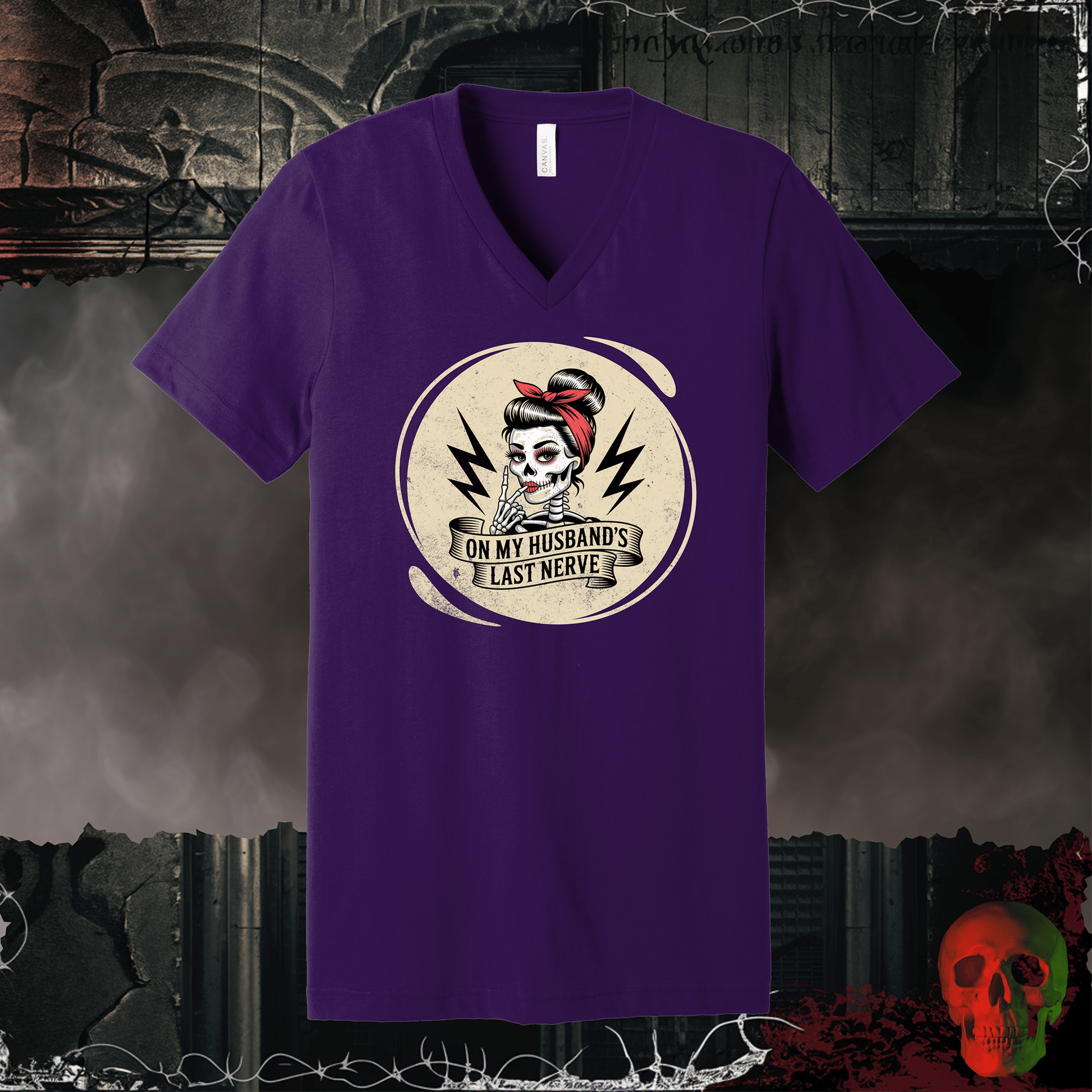 V-neck S / Team Purple His Last Nerve V-Neck Tee